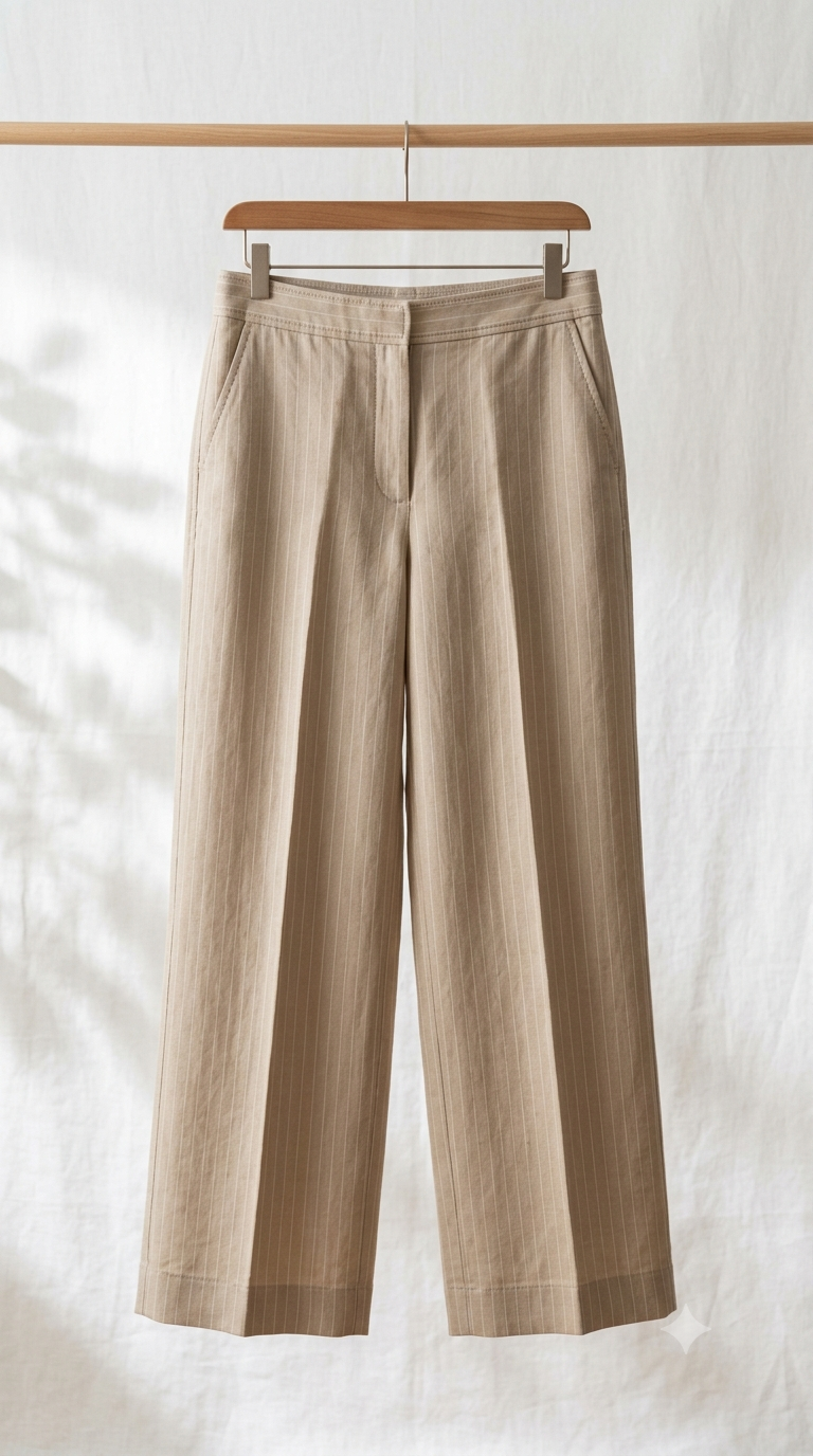 Beige Wide-Leg Pants